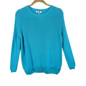 525 America 100% Cotton Aquamarine Blue Oversized Pullover Sweater Size S